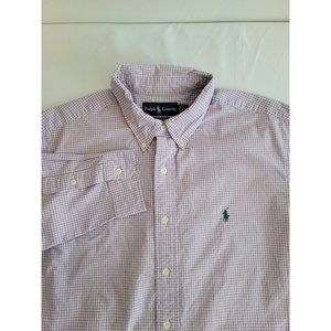 Ralph Lauren Classic Fit Shirt Men's XL Purple‎ Gingham Button Down